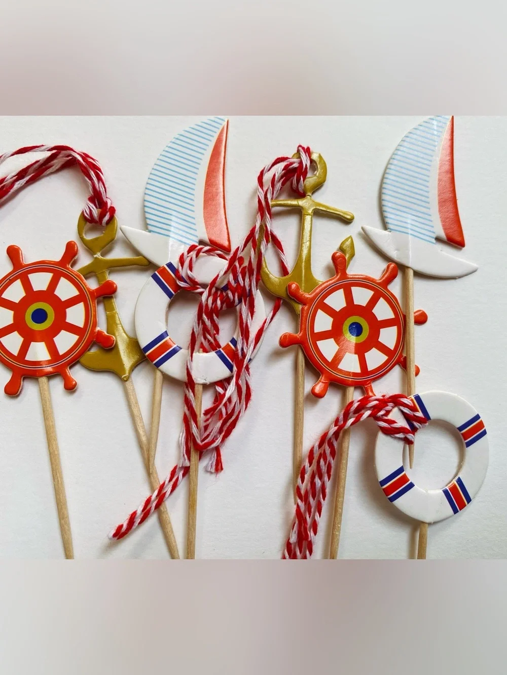 80 Nautical Themed Cupcake Toppers, Sailor Style Party Picks, New